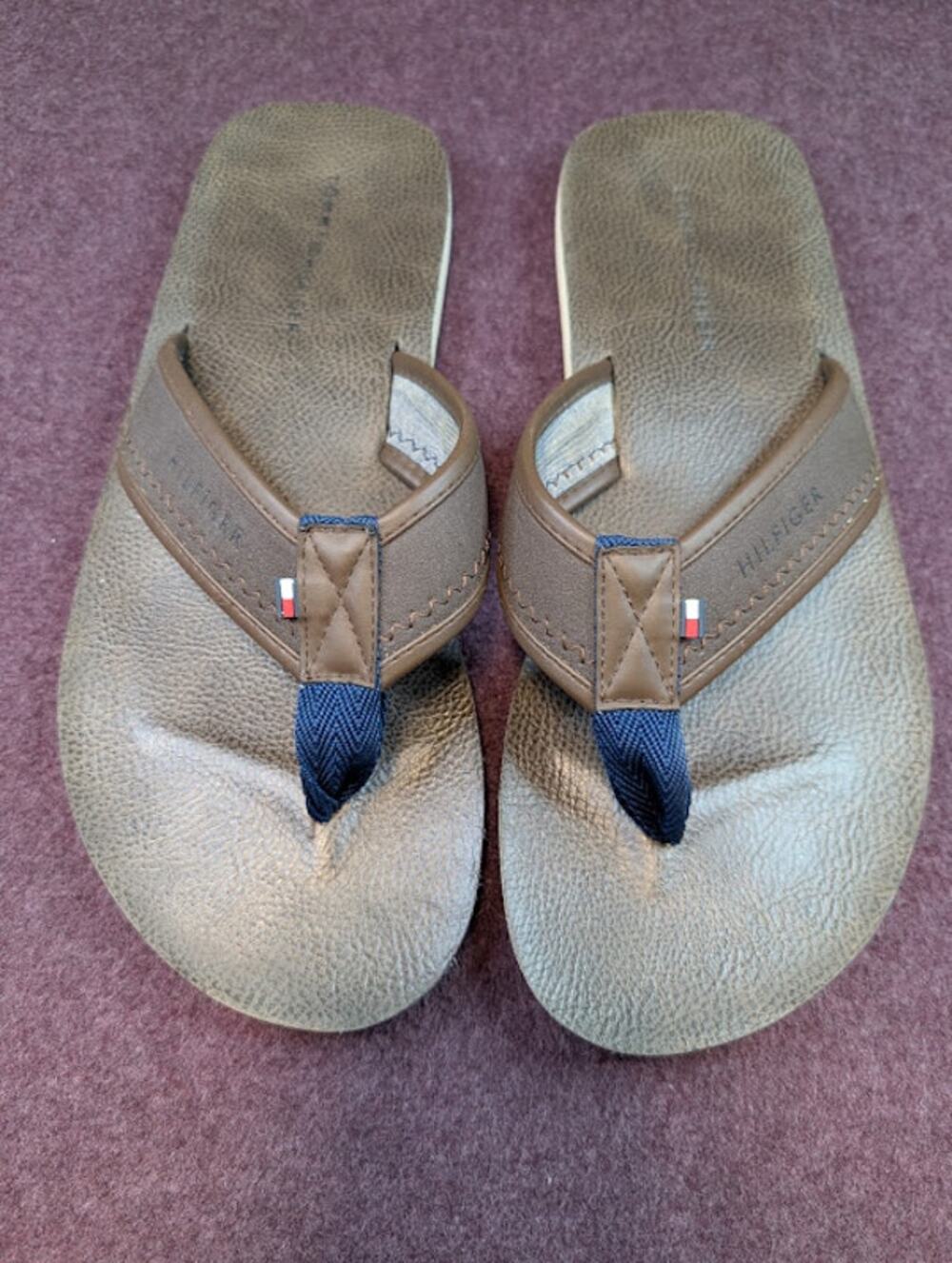 Men's Tommy Hilfiger Thong Sandals, Brown - Size 12*